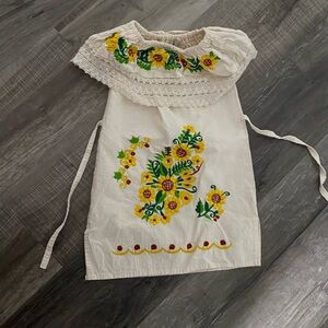 Mexican Embroidered Floral White Dress girls size 2t